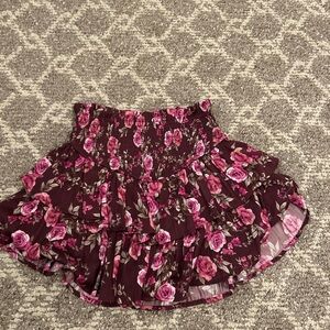 Altar'd State Burgundy and Pink Floral Mini Skirt